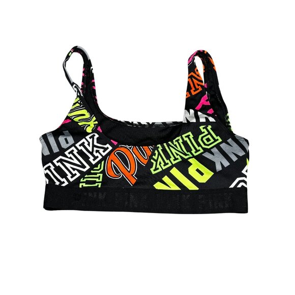 Victorias Secret PINK Ultimate Unlined Sports Bra Neon Print Stretch S/P - Picture 5 of 9